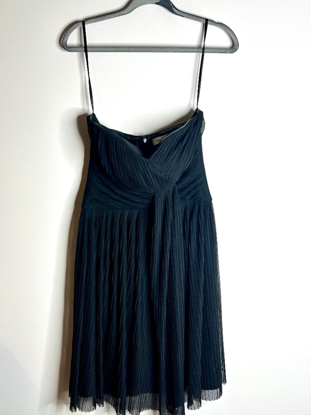 Calvin Klein Strapless Sweetheart Pleated Black Dress Whimsigoth Homecoming Sz 8